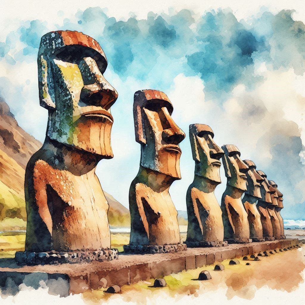 moai statues on ahu Tongarika, Easter Island