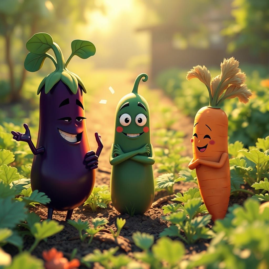 Whimsical Farm Debate in Vibrant Anime-Inspired Style