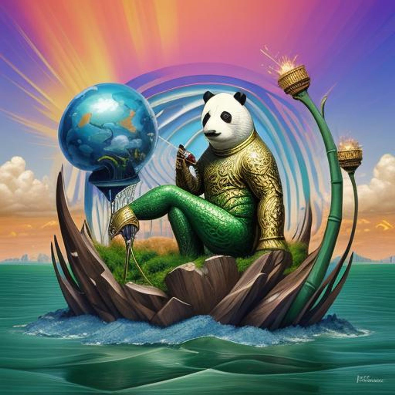 The statue of liberty turns into a panda - AI Generated Artwork