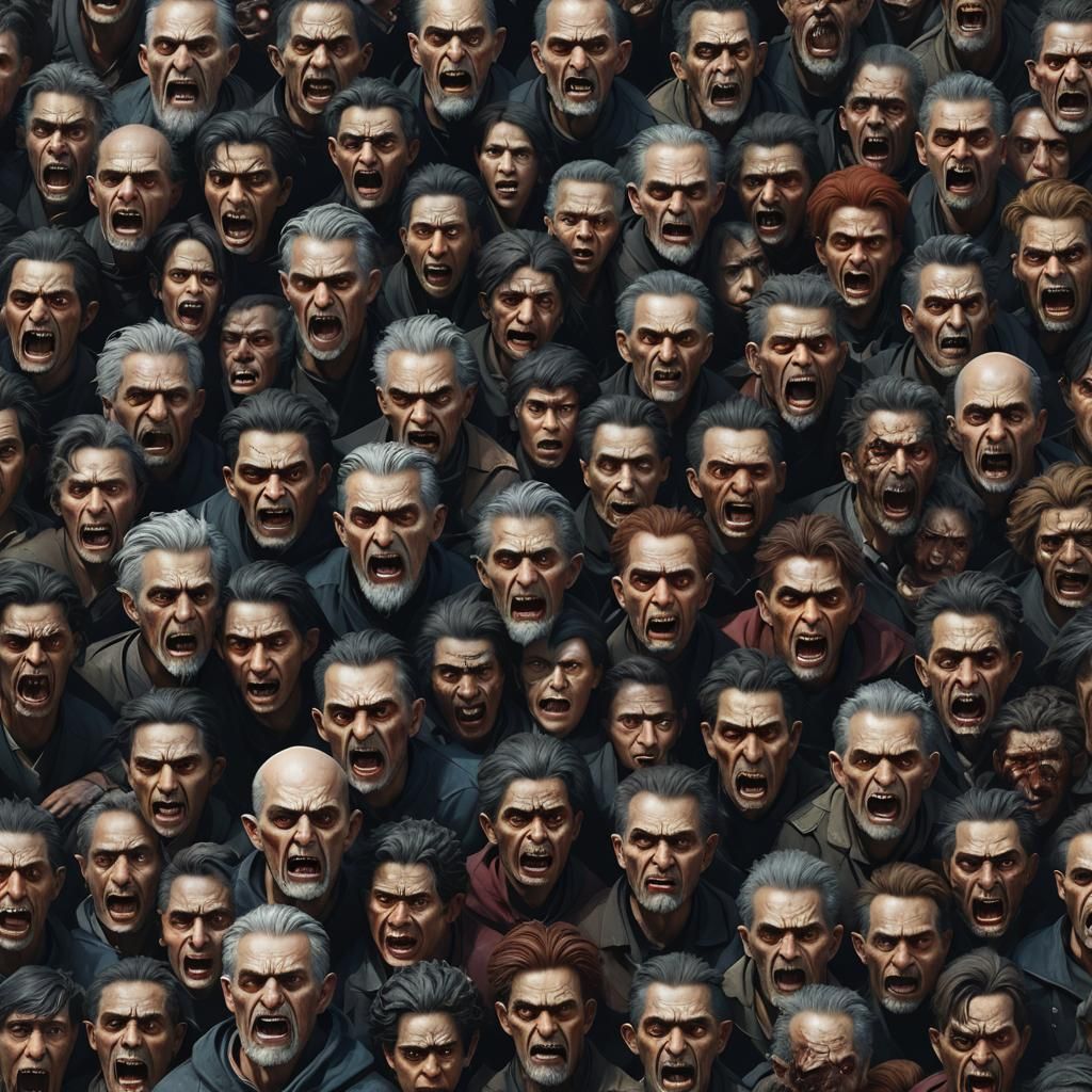Facial expressions of Hatred, anger, sorrow, depression, dis...