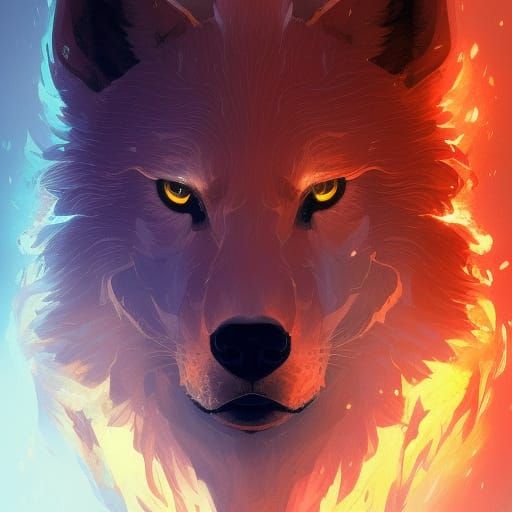 Two Elements between a wild wolf - AI Generated Artwork - NightCafe Creator