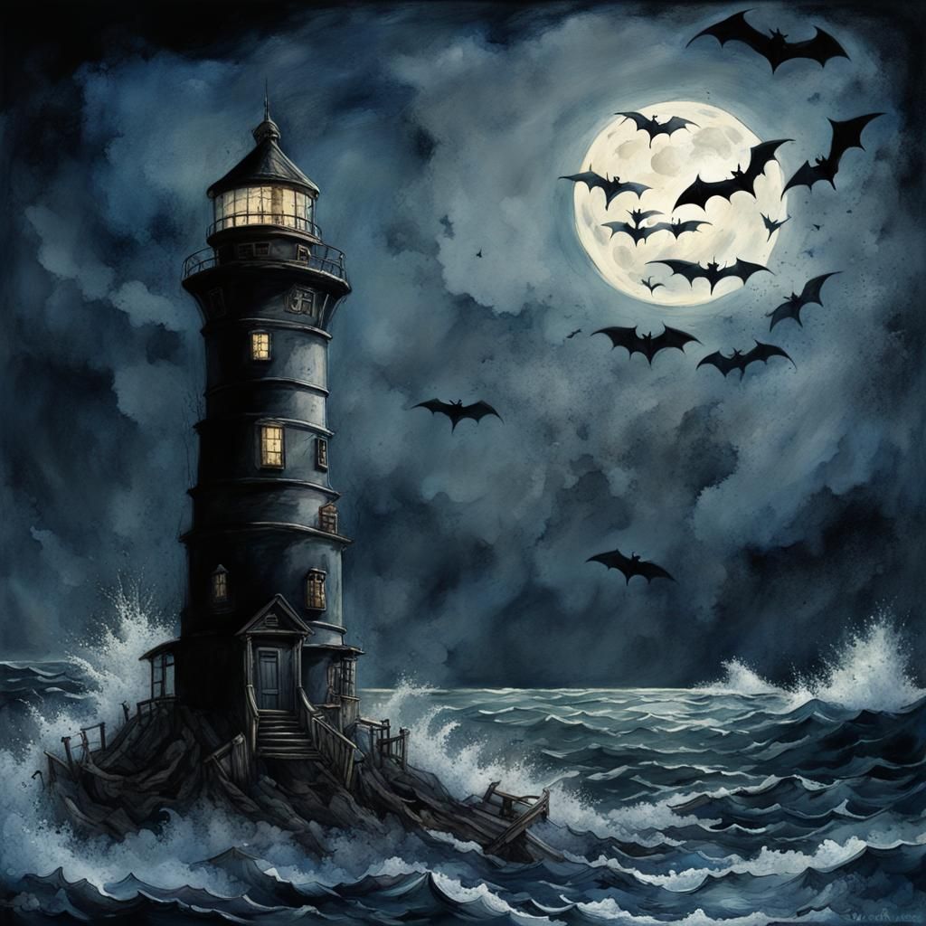 Horror Light House - AI Generated Artwork - NightCafe Creator