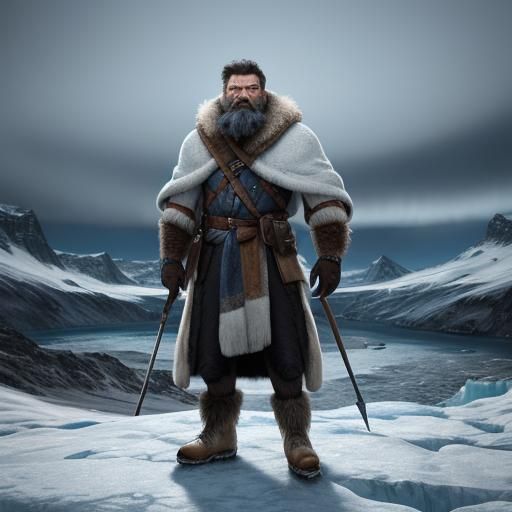 Ice Age Nomad on Glacier in Cinematic Style