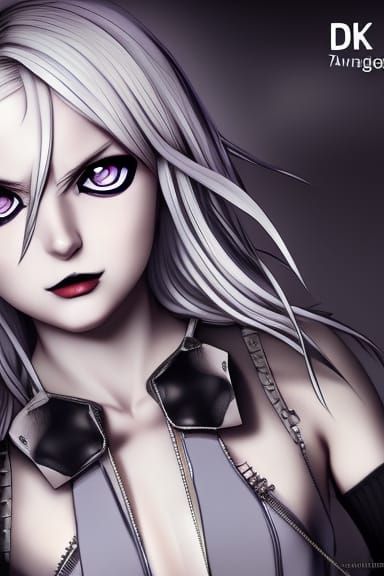 Danganronpa style blonde young woman, gothic dark academia, ...