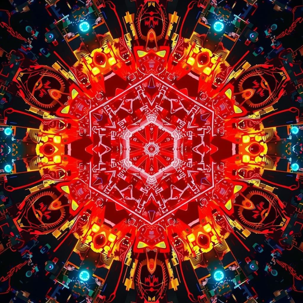 A kaleidoscope of robotic gears and cogs.