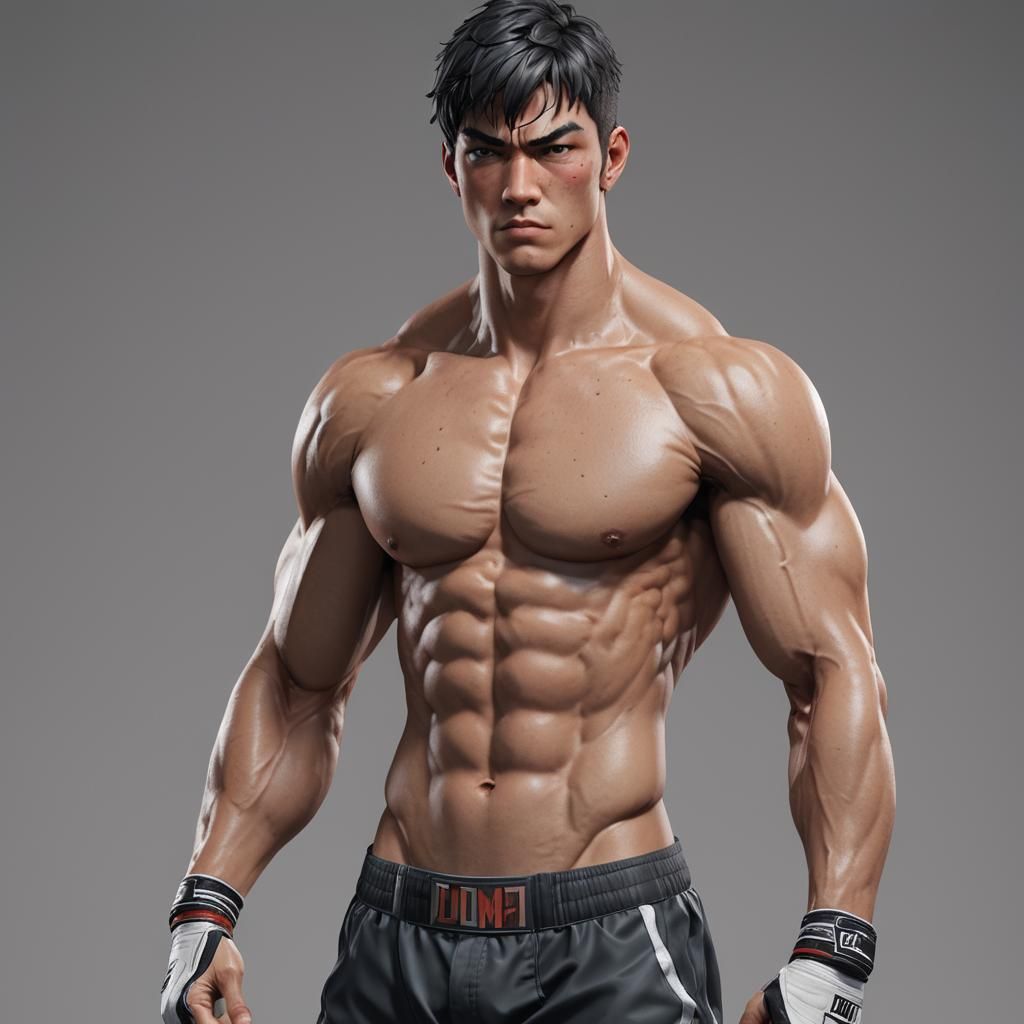 masterpiece, distinct, highres, 1boy, tall, thin, muscular, ...