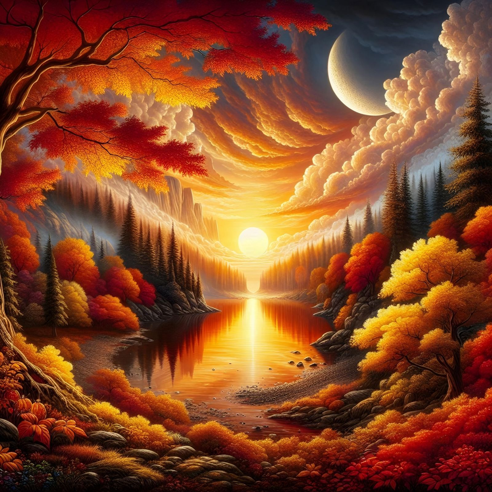 Autumn's Moonlit Ember