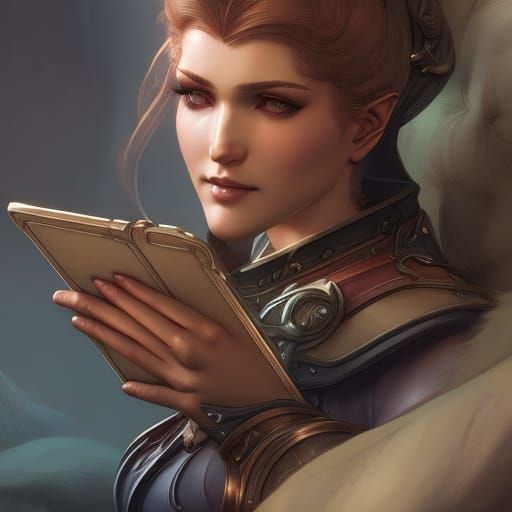 Woman is reading with ereader AI Generated Artwork NightCafe Creator