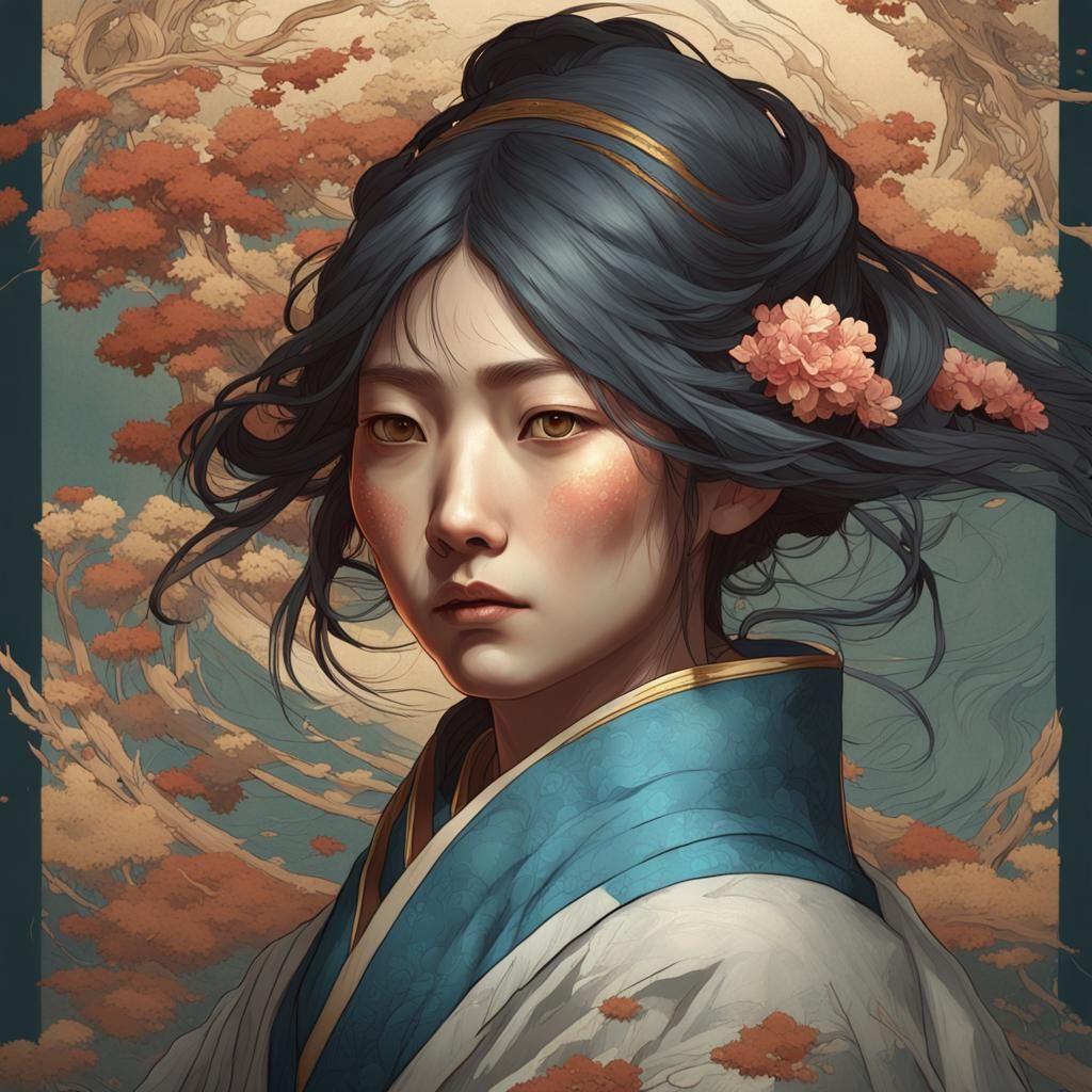japanese woman 16k resolution, blending the masterful stroke...
