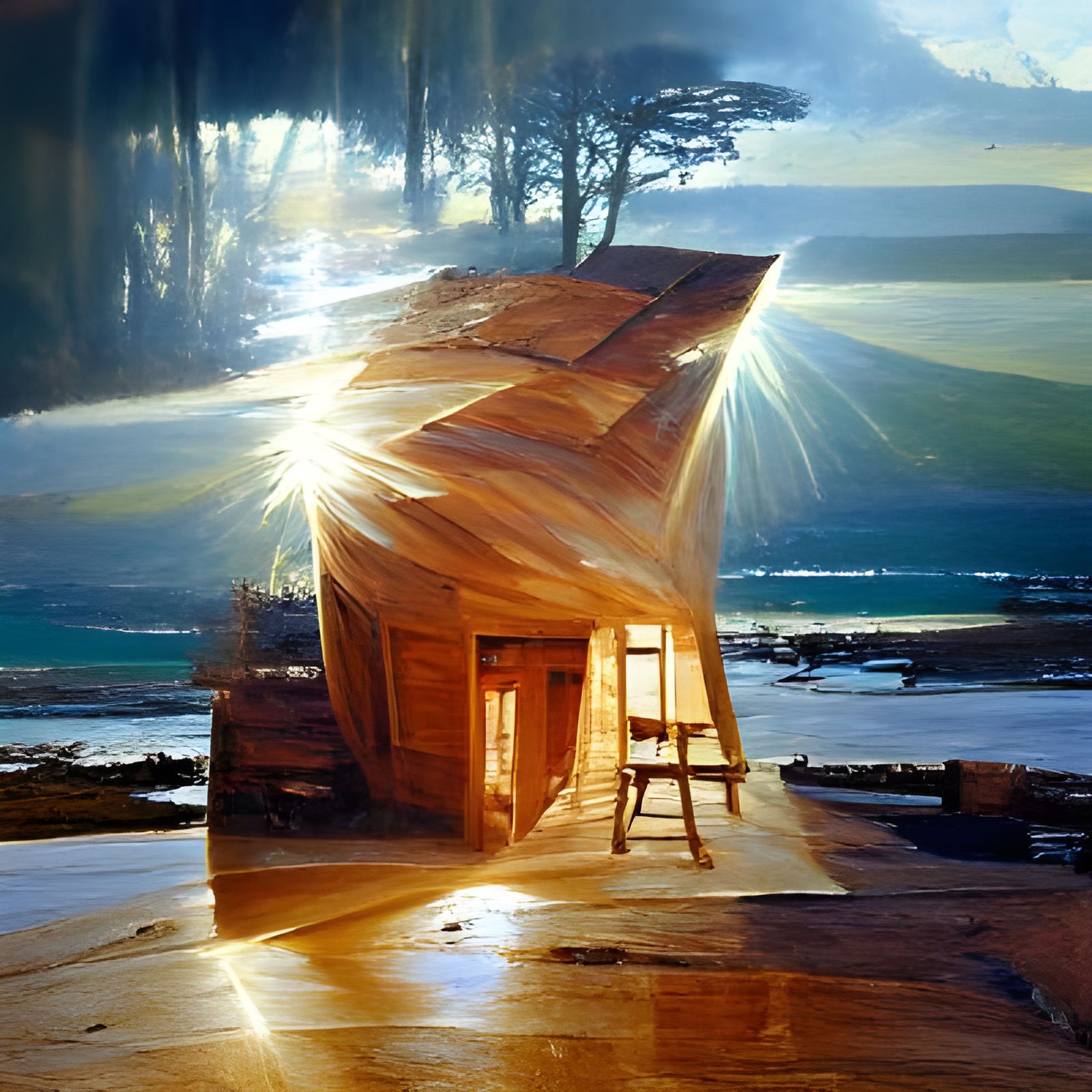 emotion- light- magic- wooden hut-sun