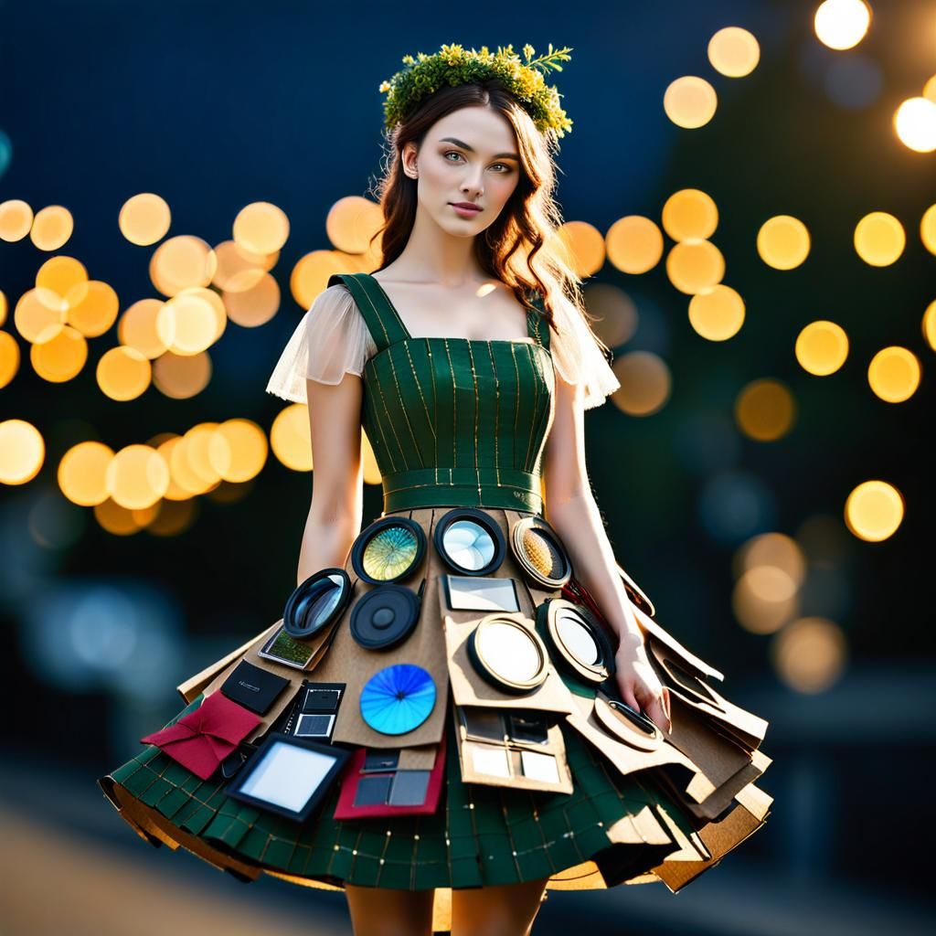 Handmade dress designed with recycled materials 