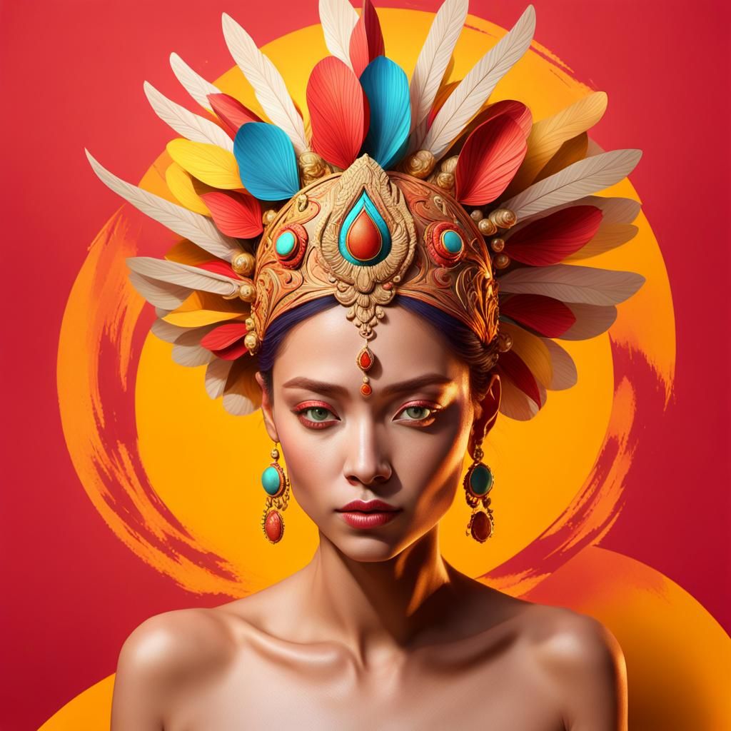 Majestic Figure in Ornate Headdress, Unreal Engine 5