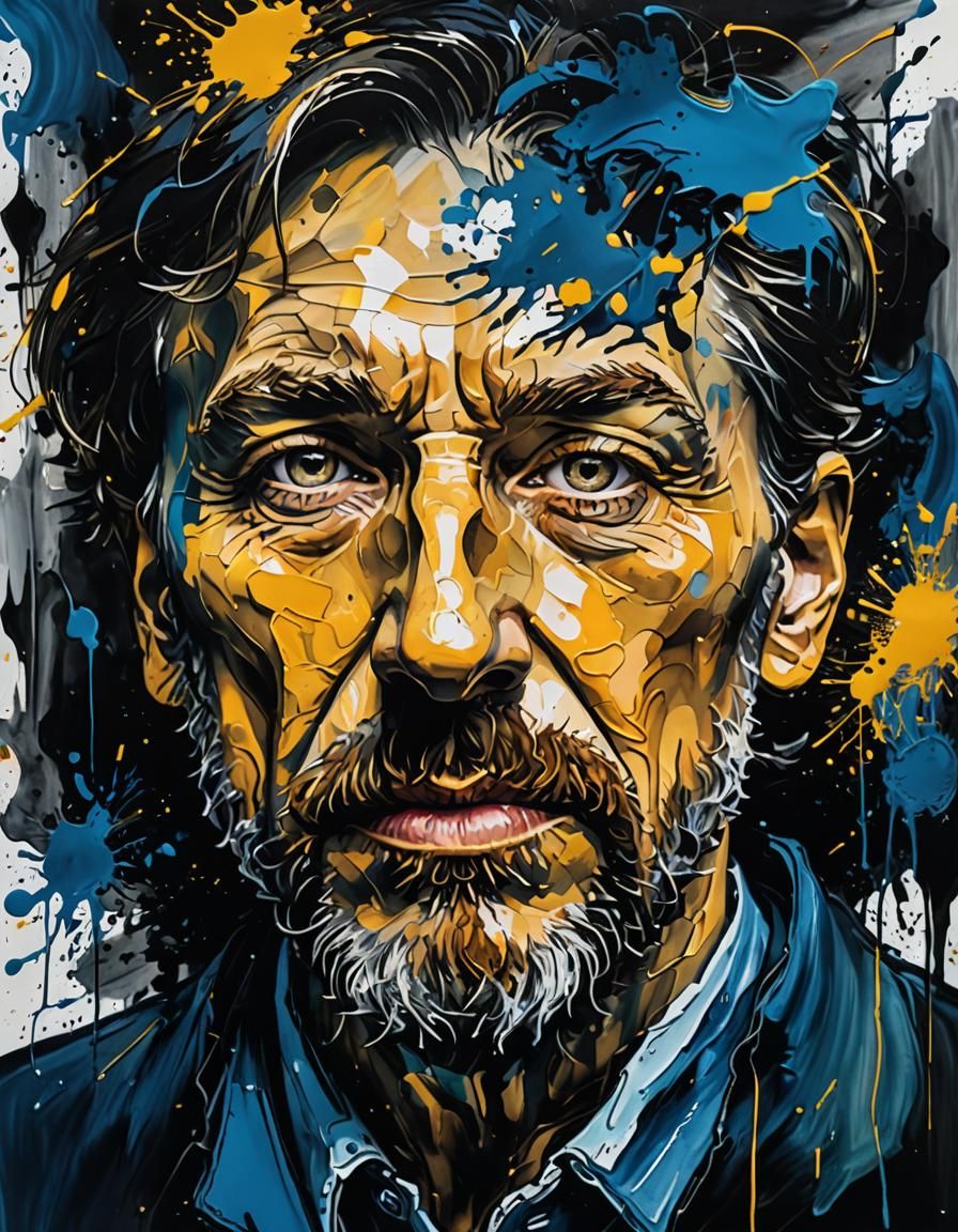 A captivating portrait of a person with striking, dramatic f...