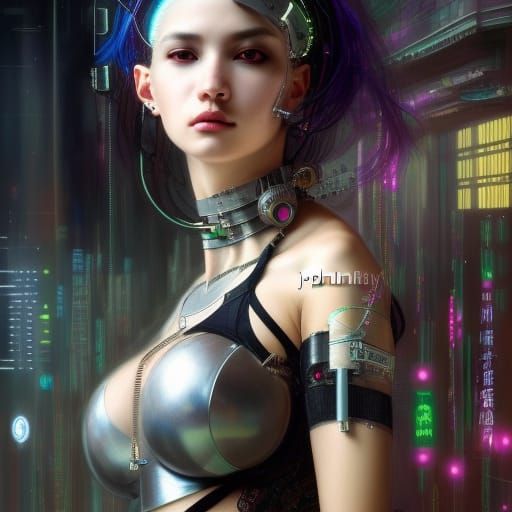 Cyberpunk Fembot Hacker  by @WmHechler