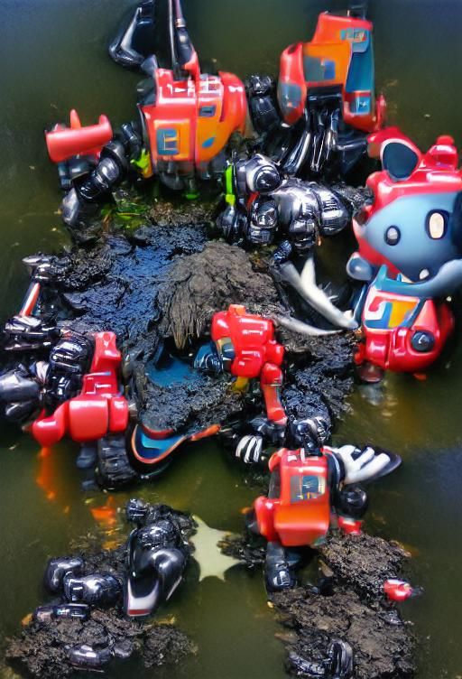 mecha sinking in tar pit - AI Generated Artwork - NightCafe Creator