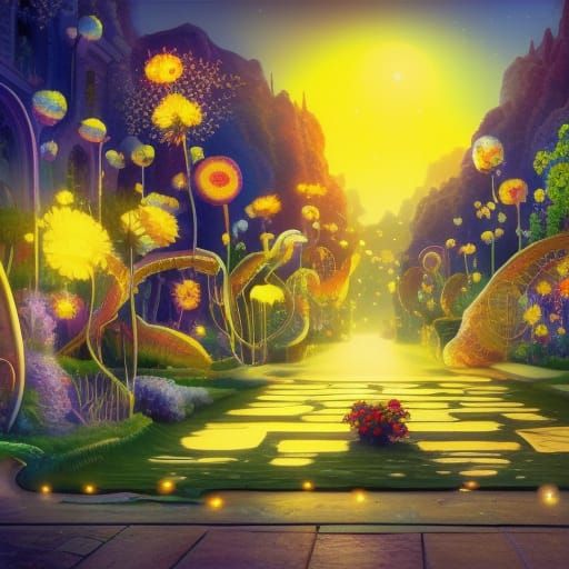 Beautiful Bioluminescent Fairy City Street Scenes, beautiful...