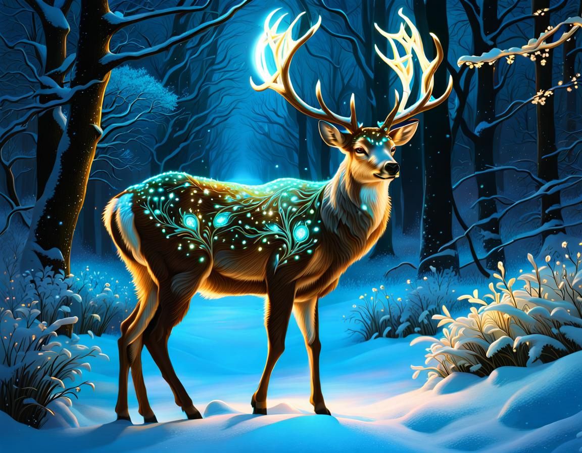 Bioluminescent deer - AI Generated Artwork - NightCafe Creator