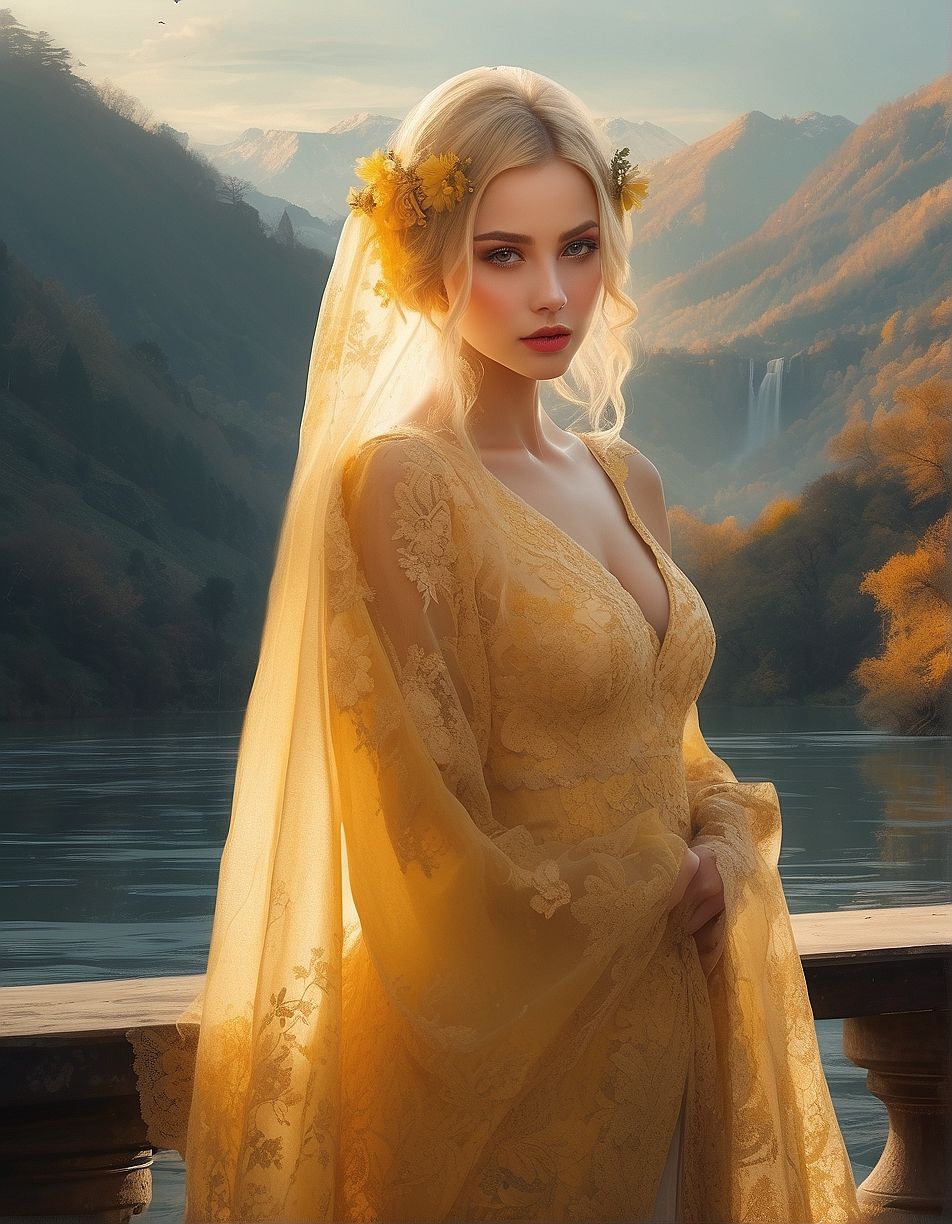 Woman in yellow veil
