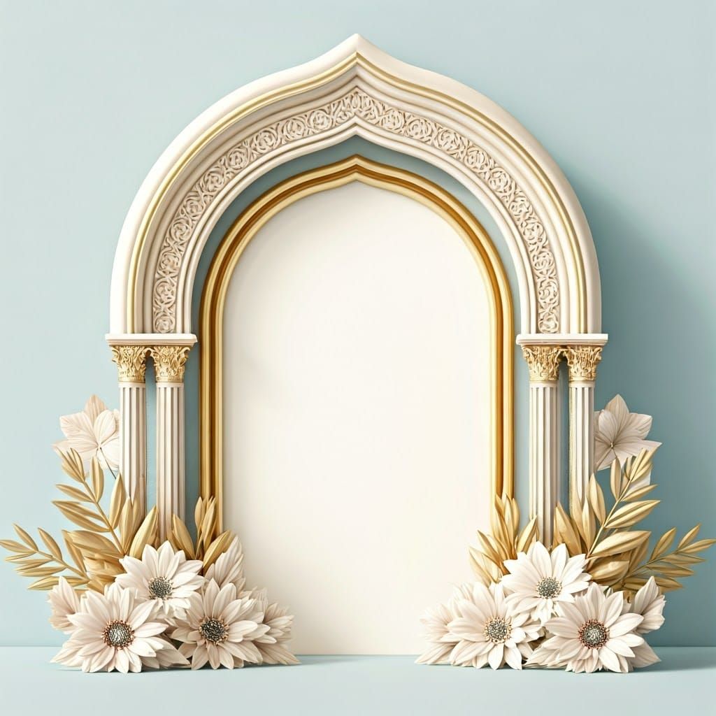 Elegant Golden Ketubah Title Page in Digital Art Style