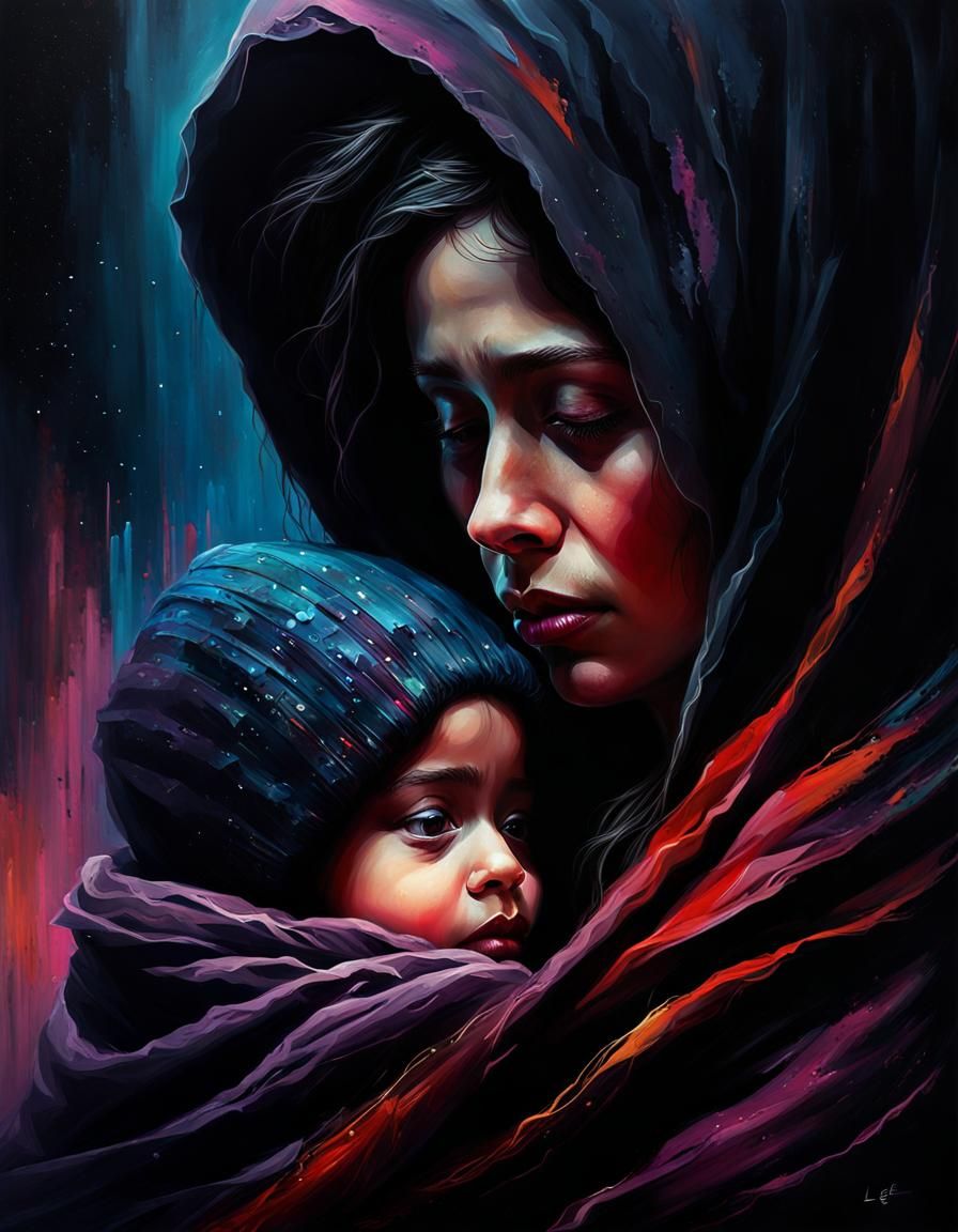 A Mother Cradling Her Child  by @FuzzyLogic