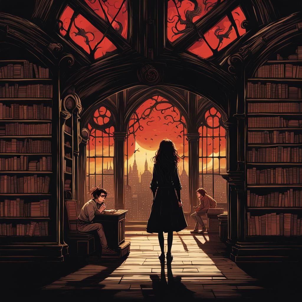 Demonic Gaze: A Library Seen Through Dark Eyes