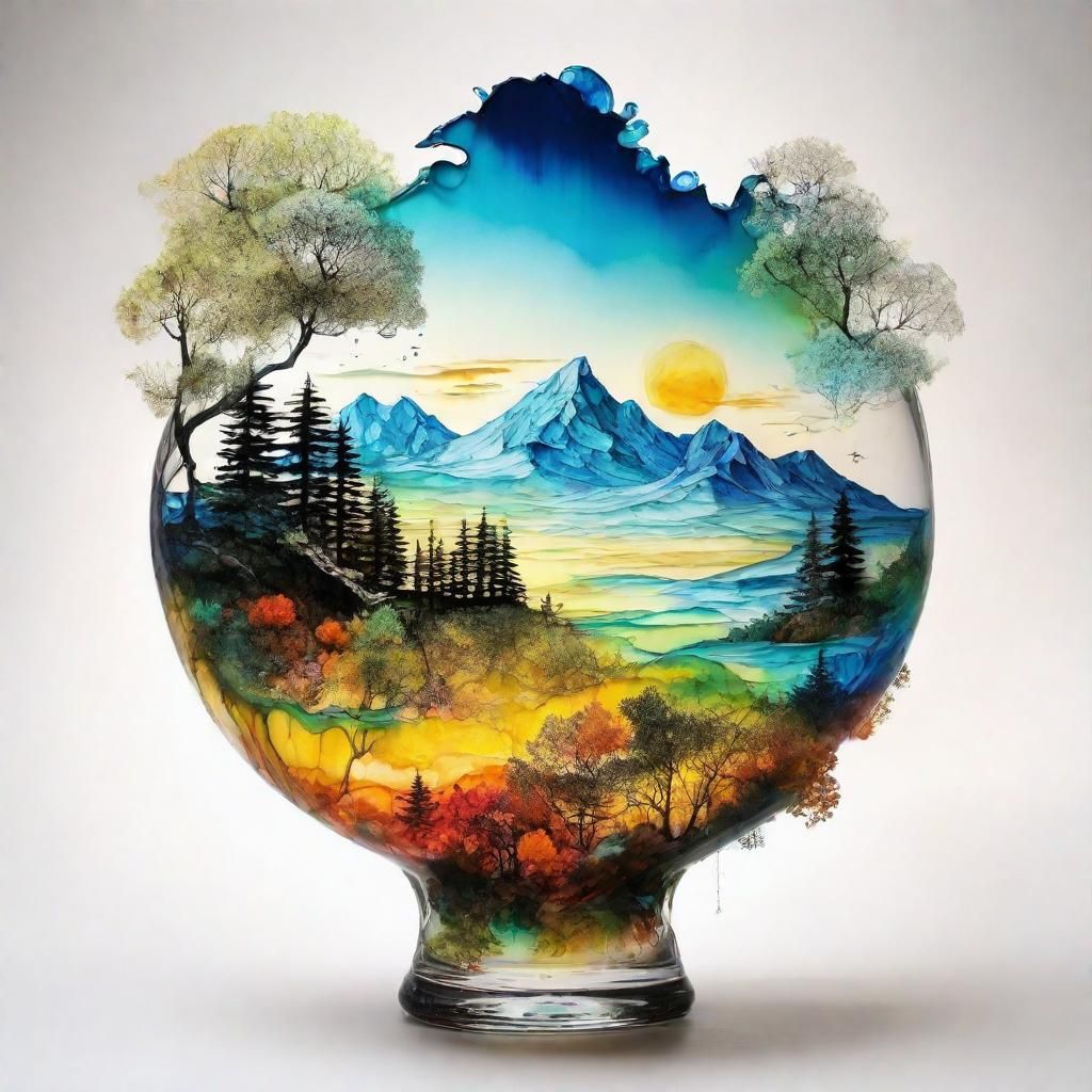 Surreal Nature Landscape in Alcohol Ink Art