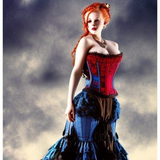 Blue Beard. Indigo highlights. Skeleton key. Tight corset. B...