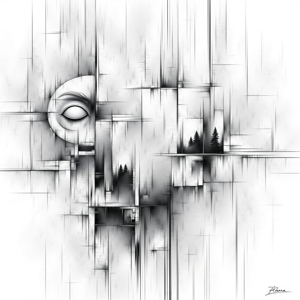 <lora:white world:1.0> raster grid white surrealism. drawn with oblique lines and a raster grid, in a graphic style that combines digital an...