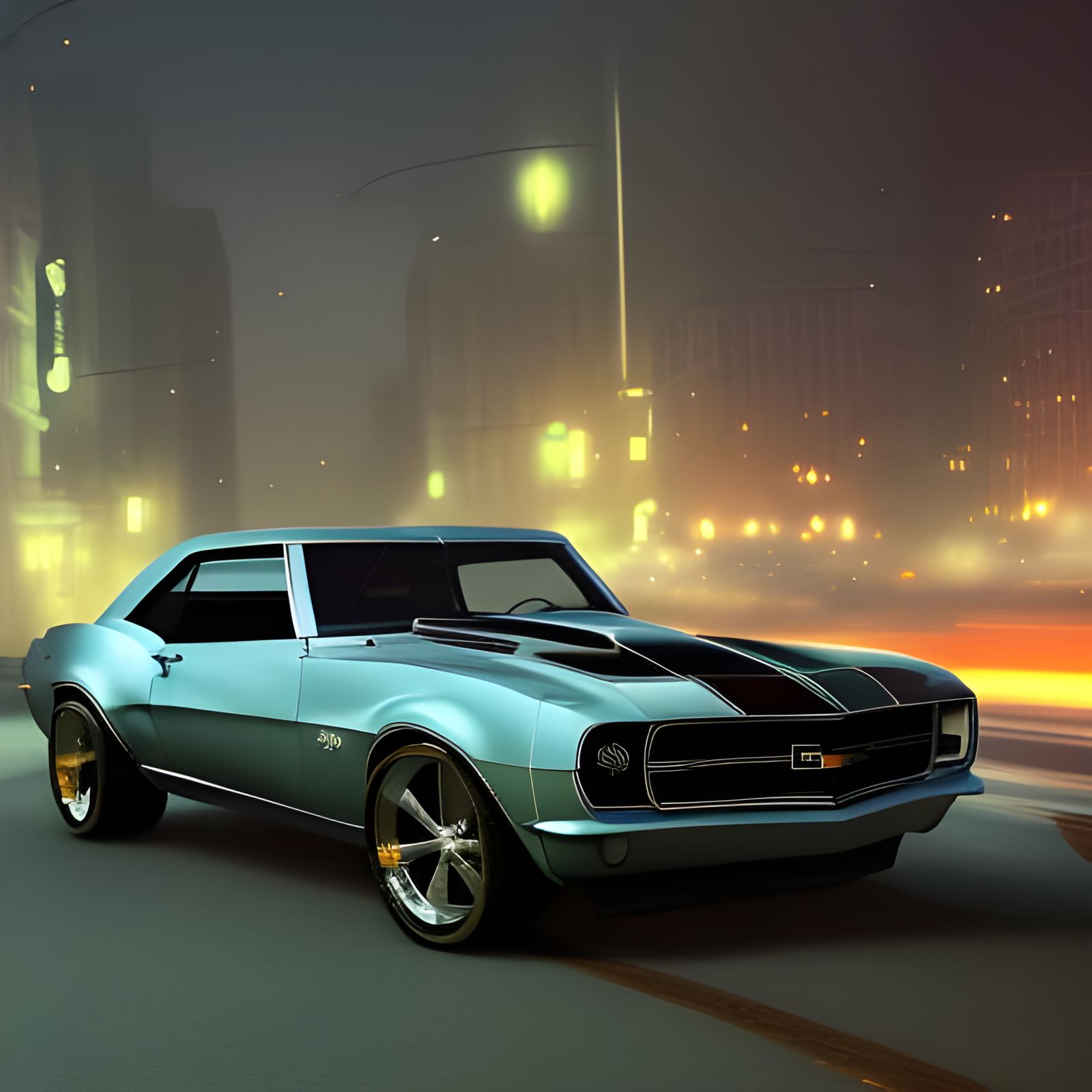 1968 Camaro on street in evening