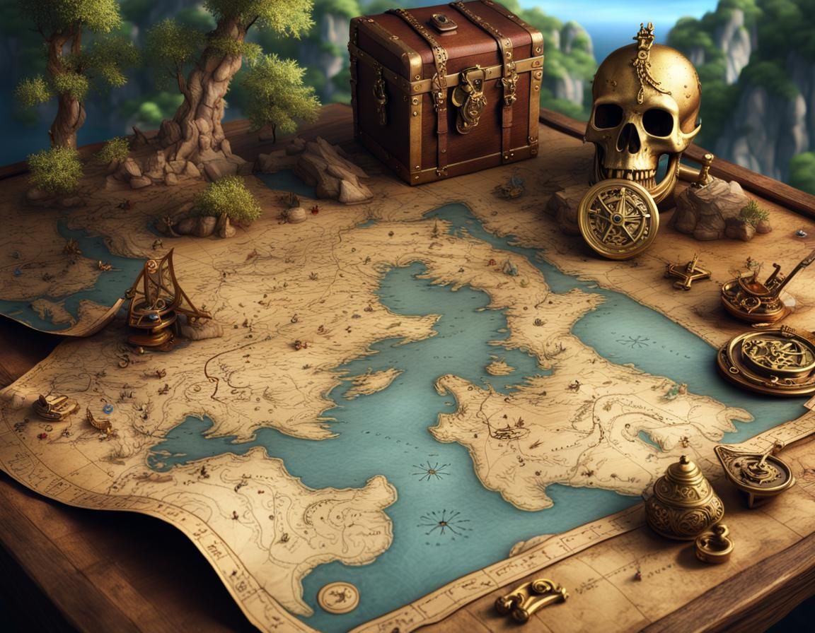 Old pirate map  by @ScorpionAI