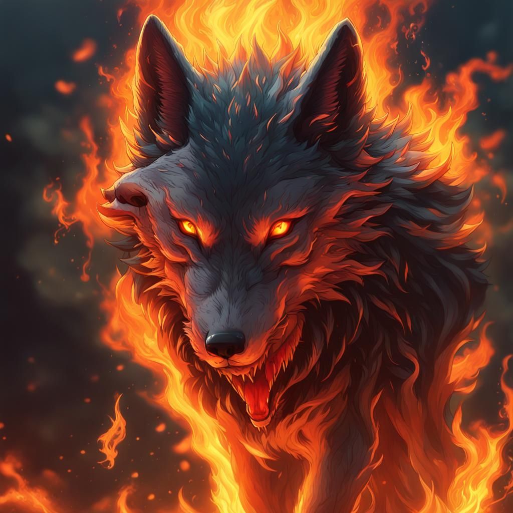 fire wolf - AI Generated Artwork - NightCafe Creator