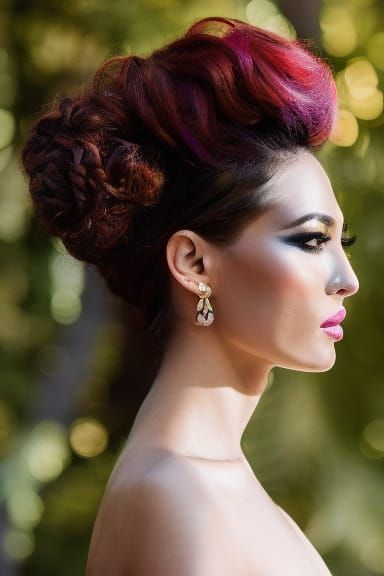 Aries. Semi-profile portrait with background. Lady with horn...