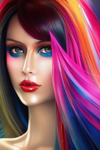 Aries. Semi-profile portrait with background. Lady with horn...