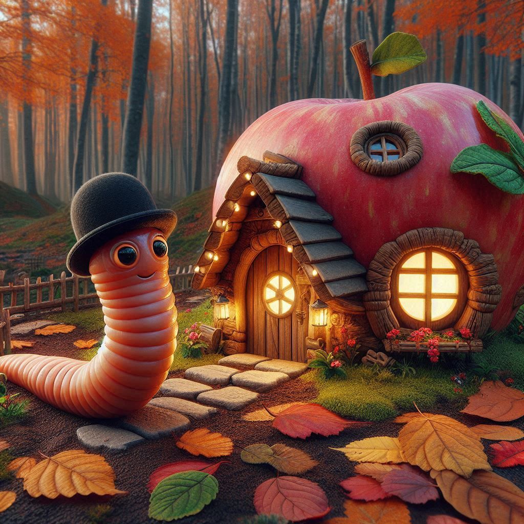 A Worm's Home Is His Apple