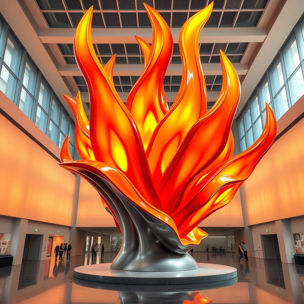 Vibrant Museum Installation in Abstract Sculpture Style