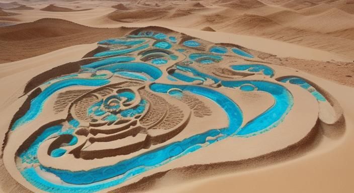 Fractal Desert Panorama with Crystal Formations