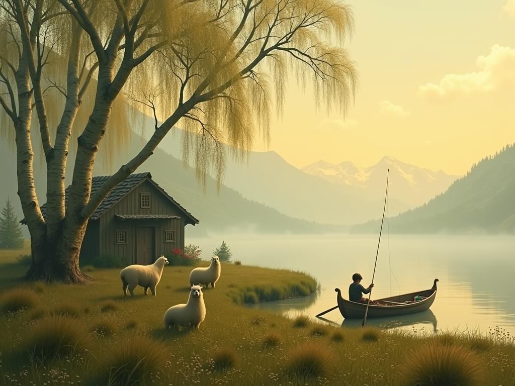 Alpaka farm in Peru on a sunny morning