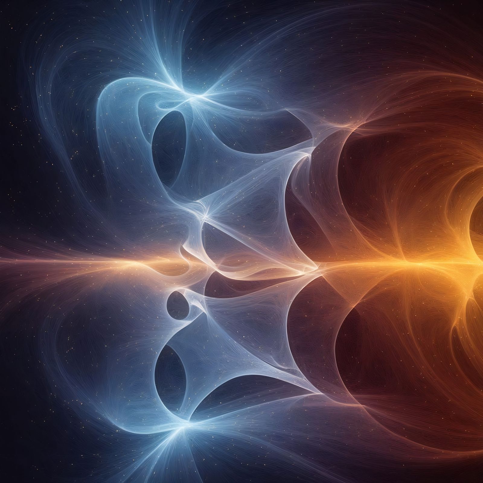 Luminous Stalactite in Swirling Amber Dust 3D Style