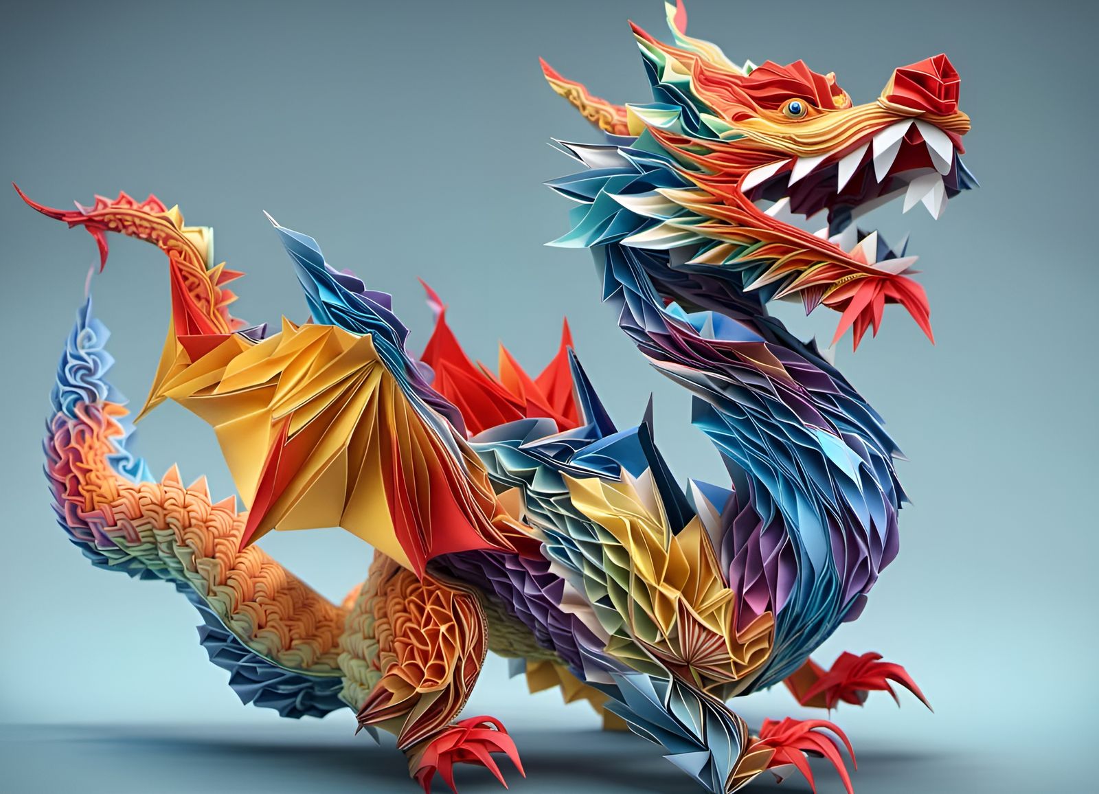An Origami Dragon  by @Caleidoscope