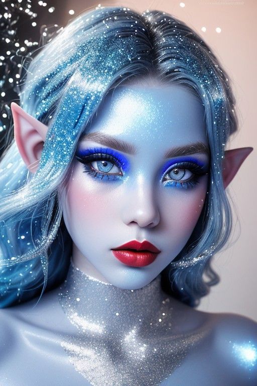 Elegant beautiful gorgeous young femme fatale evil ice elf woman