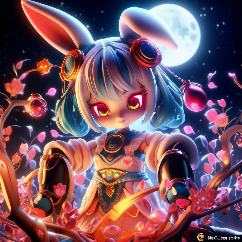 Chibi Moon rabbit, a mythical figure who is a companion of C...