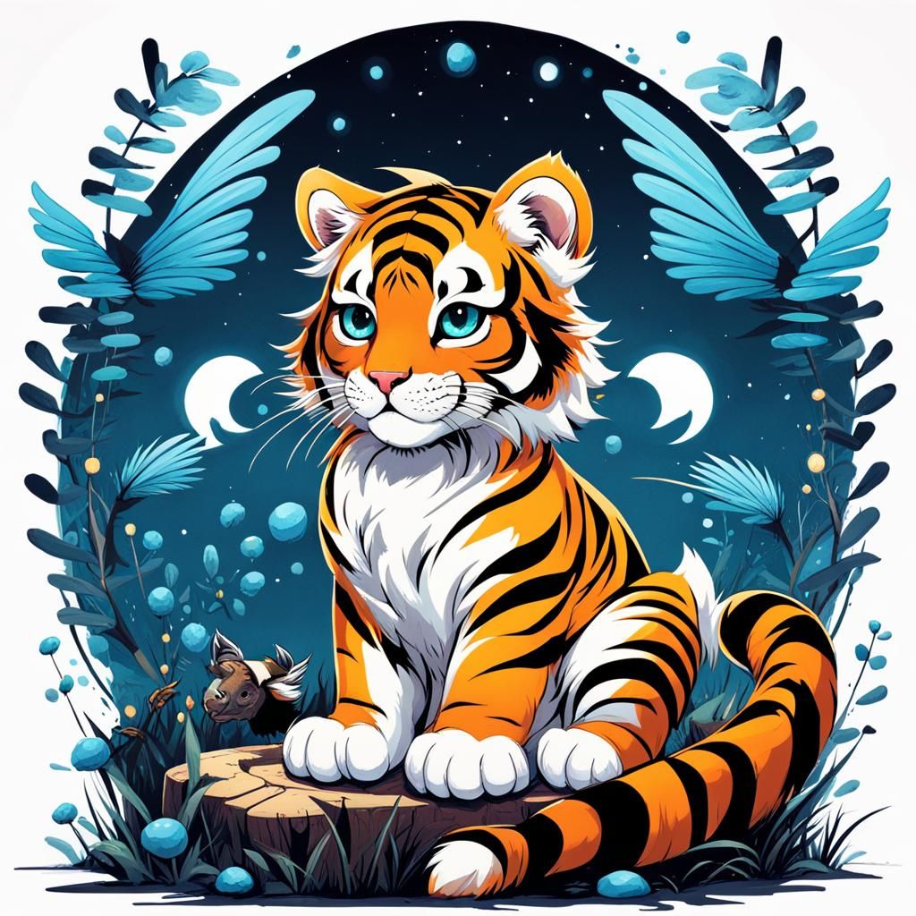 Adorable Winged Tiger Cub Digital Art