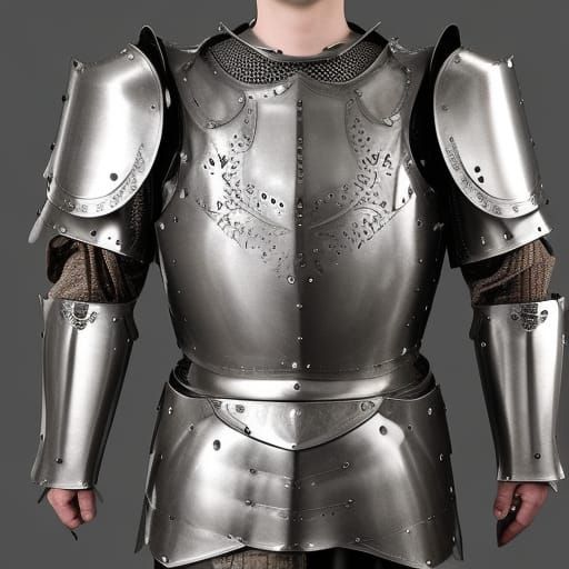 Medieval plate armor with chainmail cuff underneath.