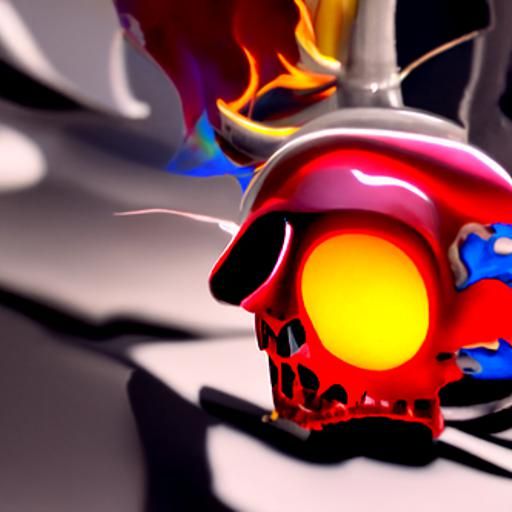Flaming knight skull