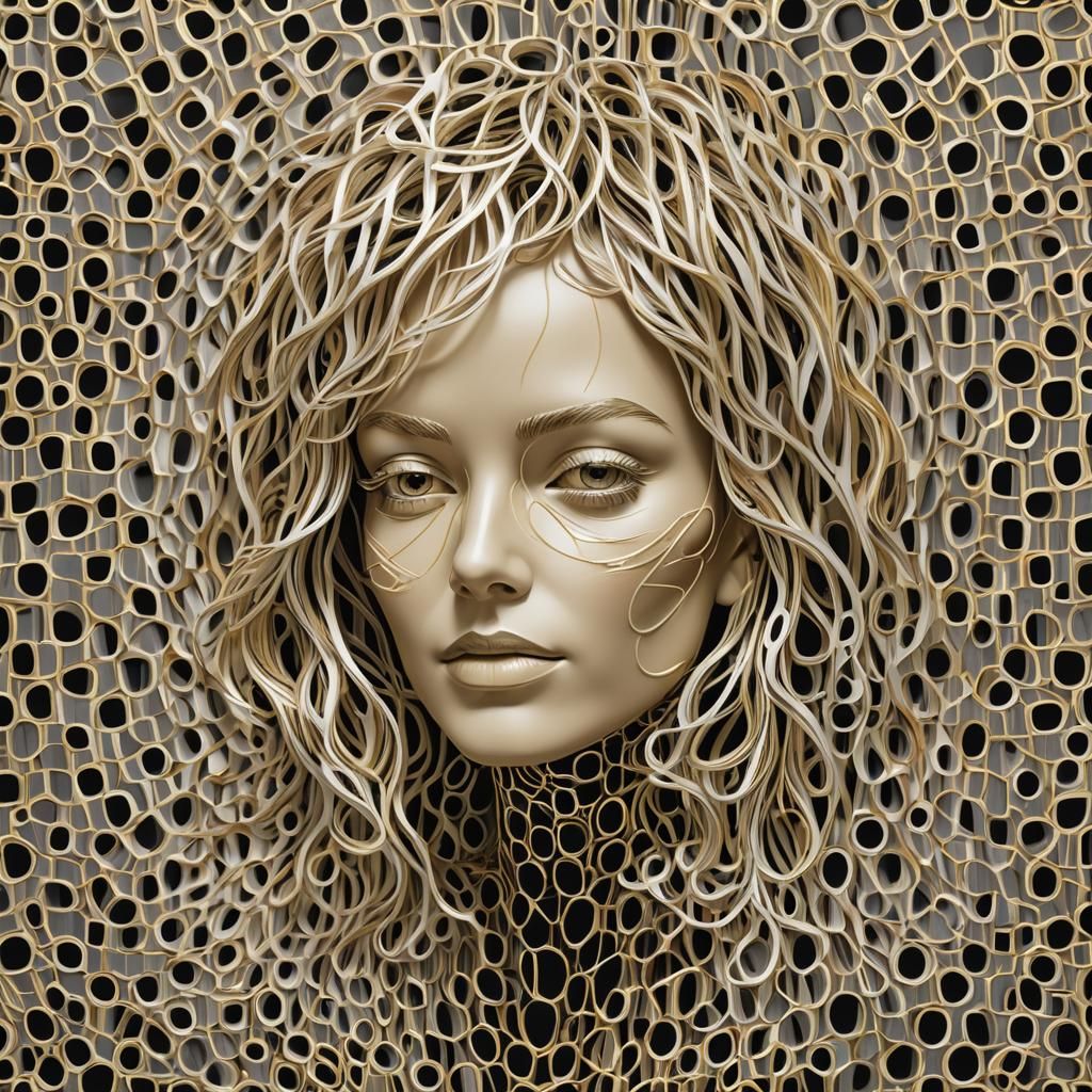 Cubist art. Medium shot. A woman's head with fragmented forms and multiple viewpoints. Close-up. Inspired by Pablo Picasso and Georges Braqu...