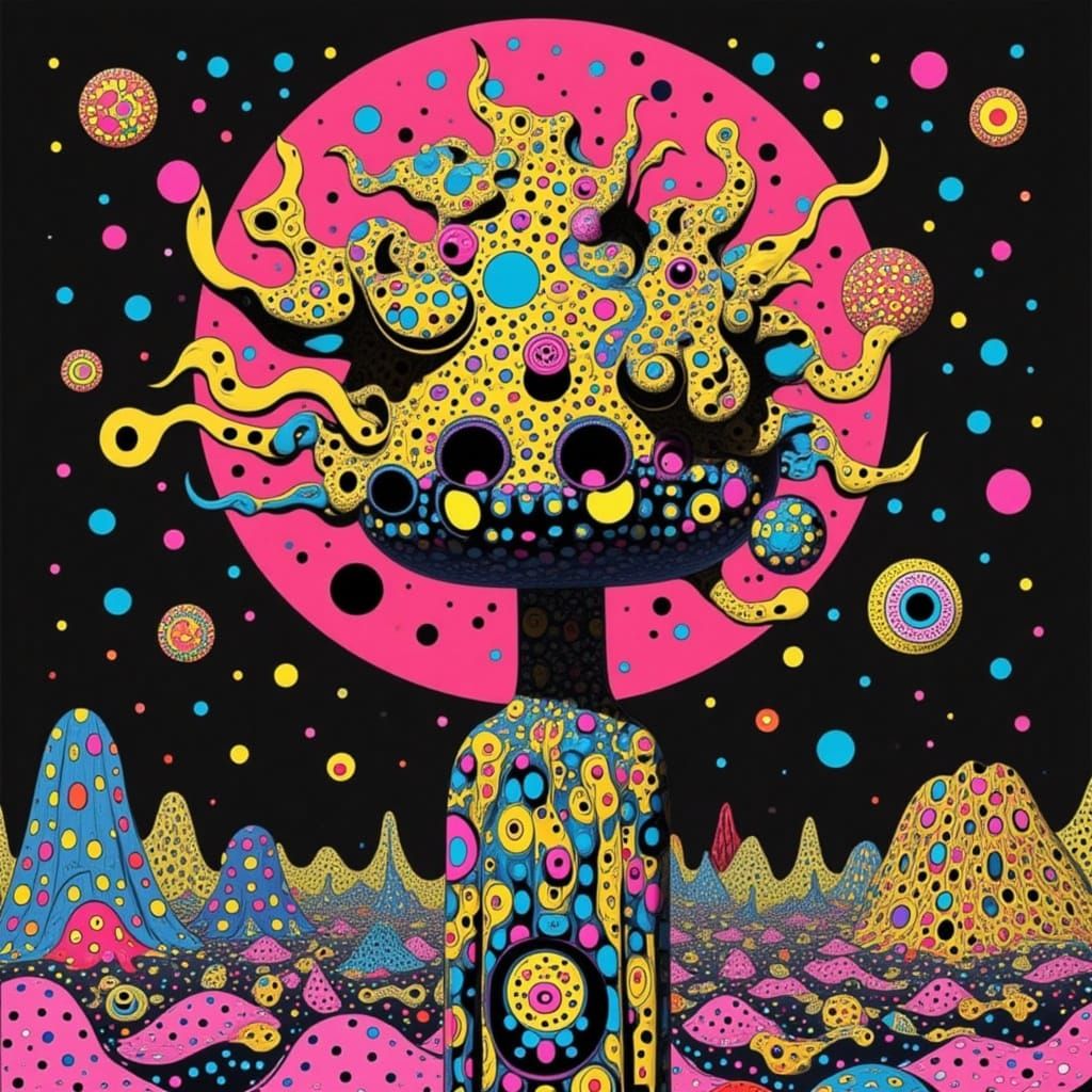 <lora:SCREAMING DOTS -EVIL:1.0>