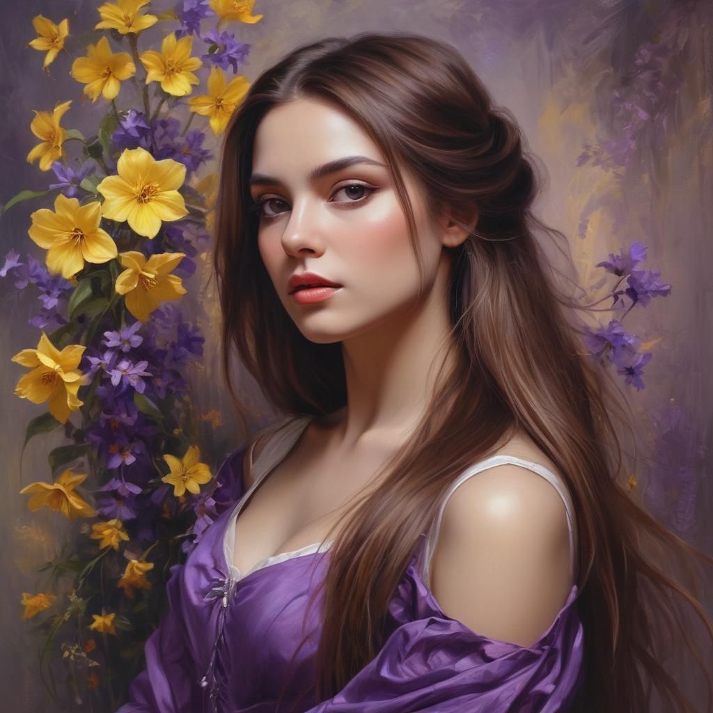 portrait of a stunning woman,   a dark fantasy , Romantic er...