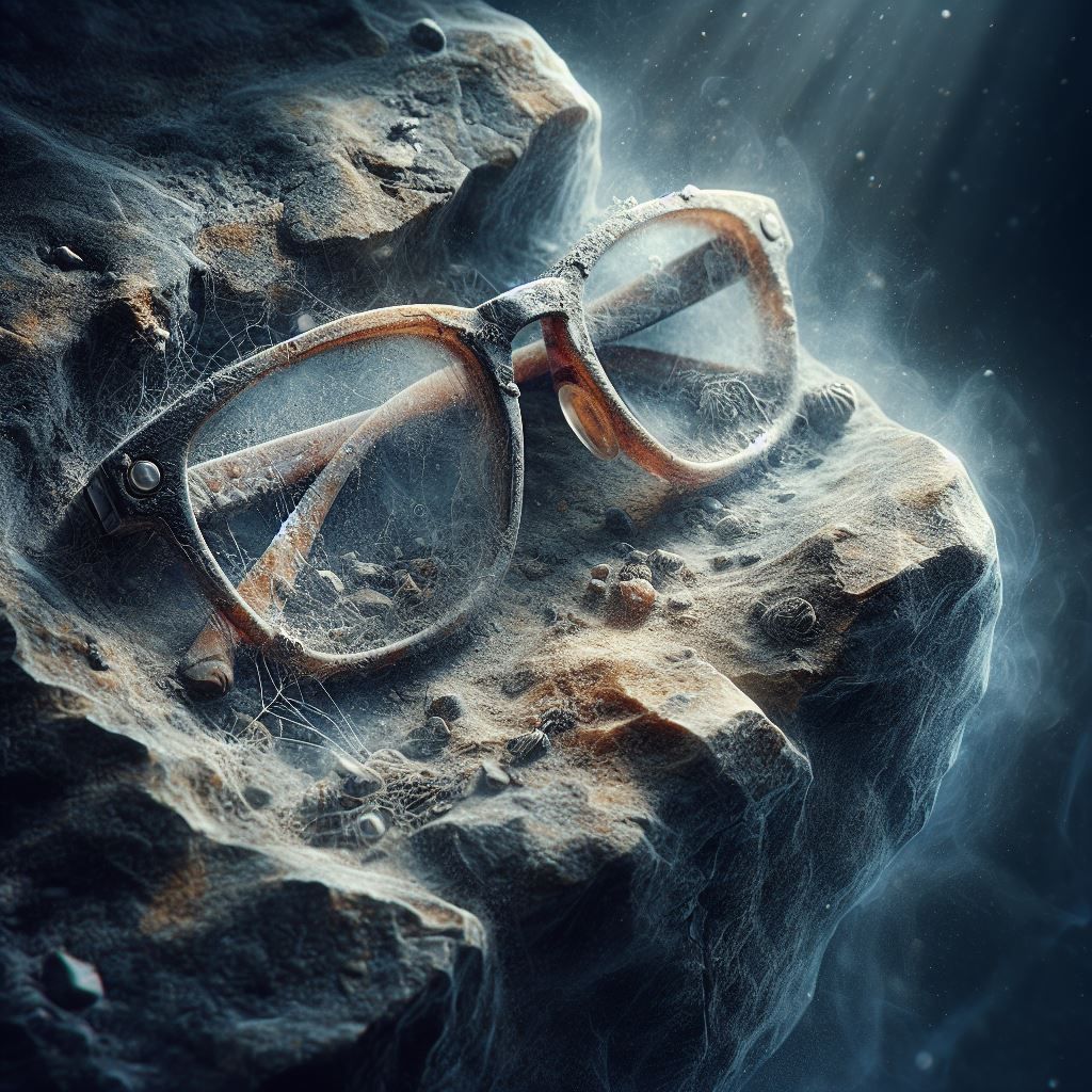 A pair of glasses on a rock