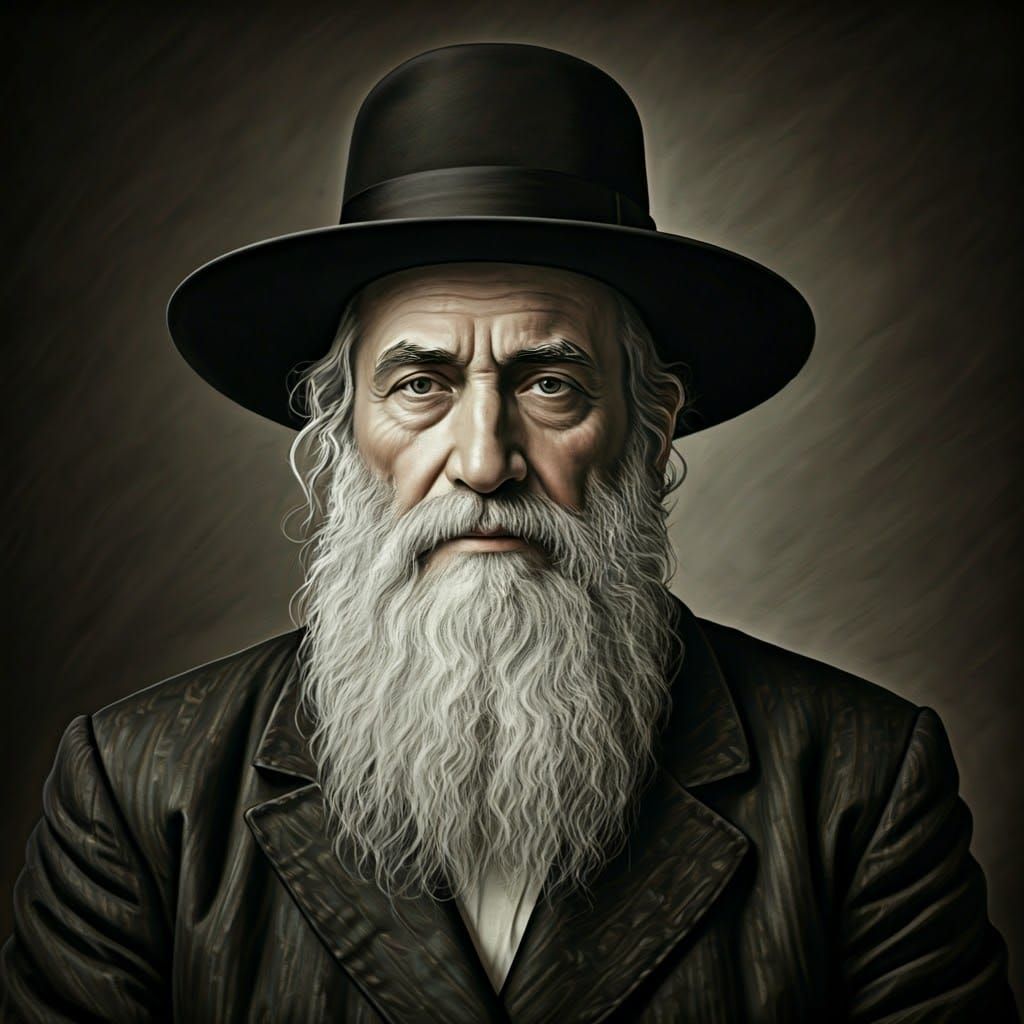Charcoal Portrait of Revered Jewish Rabbi
