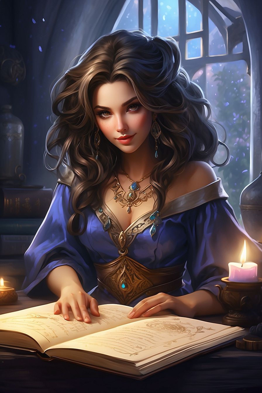 Sorceress with Spell Book